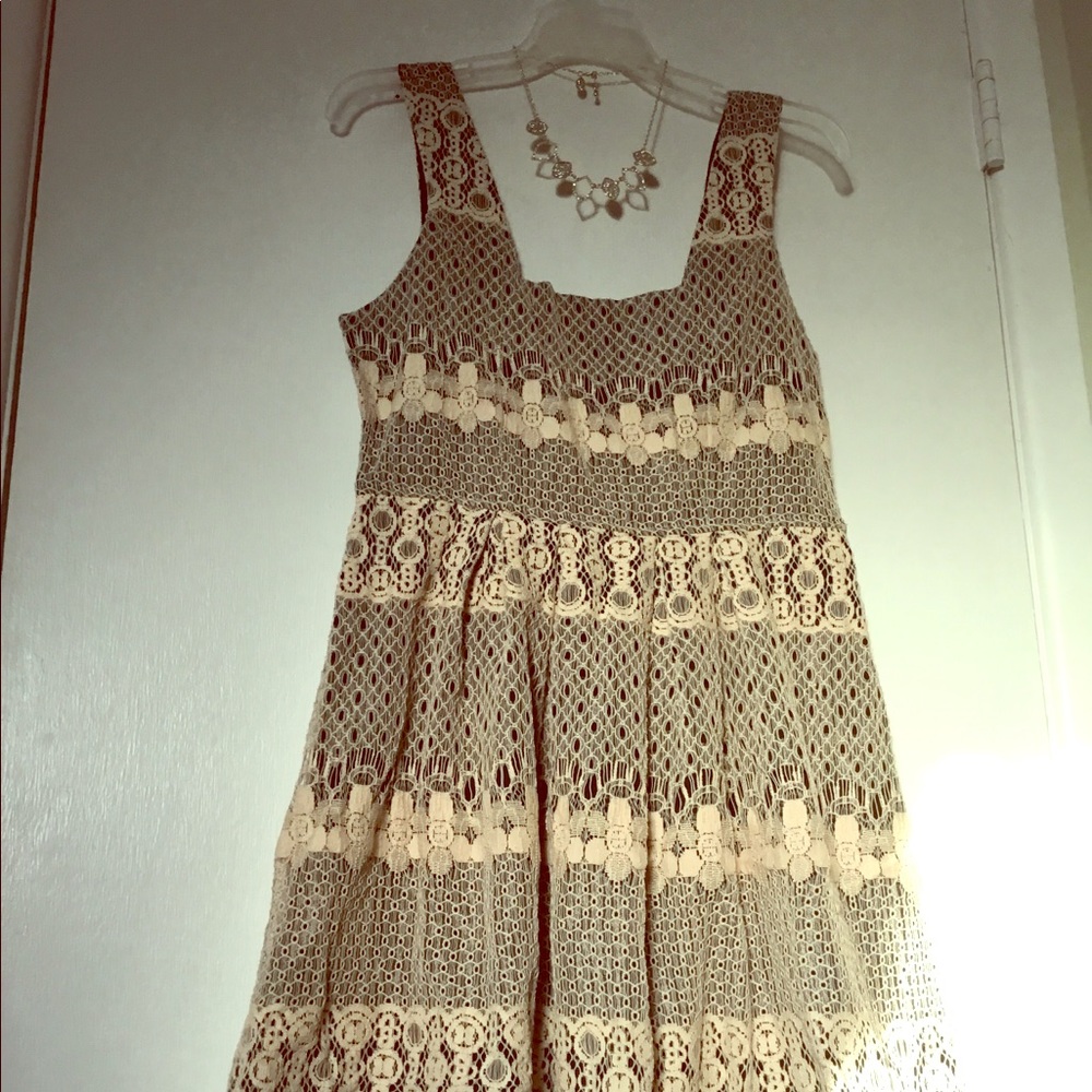 American rag black dress with cream lace